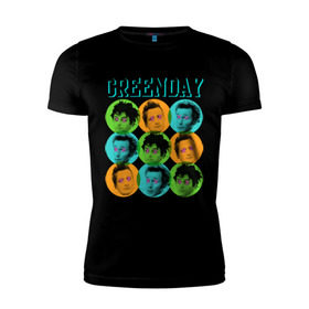 Мужская футболка премиум с принтом Green Day all в Петрозаводске, 92% хлопок, 8% лайкра | приталенный силуэт, круглый вырез ворота, длина до линии бедра, короткий рукав | Тематика изображения на принте: green day | rock | грин дэй | лица | музыка | рок группа | солист | участники