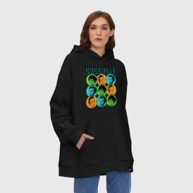 Худи SuperOversize хлопок с принтом Green Day all в Петрозаводске, 70% хлопок, 30% полиэстер, мягкий начес внутри | карман-кенгуру, эластичная резинка на манжетах и по нижней кромке, двухслойный капюшон
 | green day | rock | грин дэй | лица | музыка | рок группа | солист | участники