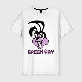 Мужская футболка премиум с принтом Green day rabbit в Петрозаводске, 92% хлопок, 8% лайкра | приталенный силуэт, круглый вырез ворота, длина до линии бедра, короткий рукав | green day | rock | грин дэй | кролик | музыка | рок группа