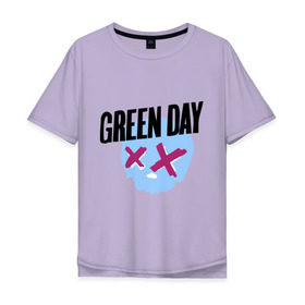 Мужская футболка хлопок Oversize с принтом Green day skull в Петрозаводске, 100% хлопок | свободный крой, круглый ворот, “спинка” длиннее передней части | green day | rock | грин дэй | музыка | рок группа