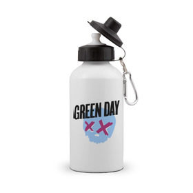 Бутылка спортивная с принтом Green day skull в Петрозаводске, металл | емкость — 500 мл, в комплекте две пластиковые крышки и карабин для крепления | green day | rock | грин дэй | музыка | рок группа