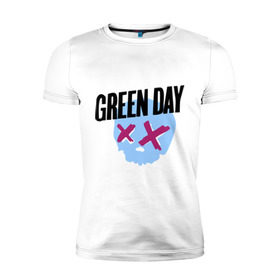 Мужская футболка премиум с принтом Green day skull в Петрозаводске, 92% хлопок, 8% лайкра | приталенный силуэт, круглый вырез ворота, длина до линии бедра, короткий рукав | green day | rock | грин дэй | музыка | рок группа
