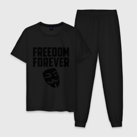 Мужская пижама хлопок с принтом Freedom forever в Петрозаводске, 100% хлопок | брюки и футболка прямого кроя, без карманов, на брюках мягкая резинка на поясе и по низу штанин
 | freedom | freedom forever | виндета | свобода на всегда