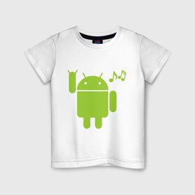 Детская футболка хлопок с принтом android dance в Петрозаводске, 100% хлопок | круглый вырез горловины, полуприлегающий силуэт, длина до линии бедер | android | андроид