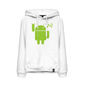 Мужская толстовка хлопок с принтом android dance в Петрозаводске, френч-терри, мягкий теплый начес внутри (100% хлопок) | карман-кенгуру, эластичные манжеты и нижняя кромка, капюшон с подкладом и шнурком | android | андроид
