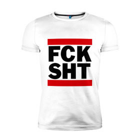 Мужская футболка премиум с принтом FCK SHT в Петрозаводске, 92% хлопок, 8% лайкра | приталенный силуэт, круглый вырез ворота, длина до линии бедра, короткий рукав | щит