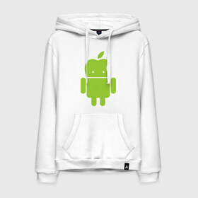 Мужская толстовка хлопок с принтом Android Applehead в Петрозаводске, френч-терри, мягкий теплый начес внутри (100% хлопок) | карман-кенгуру, эластичные манжеты и нижняя кромка, капюшон с подкладом и шнурком | android | apple | админам | андроид | для админов | эпл