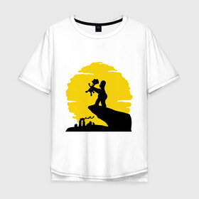 Мужская футболка хлопок Oversize с принтом Homer & Bart в Петрозаводске, 100% хлопок | свободный крой, круглый ворот, “спинка” длиннее передней части | гомер