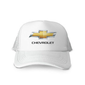 Кепка тракер с сеткой с принтом Chevrolet логотип в Петрозаводске, трикотажное полотно; задняя часть — сетка | длинный козырек, универсальный размер, пластиковая застежка | chevrole | chevrolet | logo chevrolet | логотип chevrole | логотип шевроле | шевроле