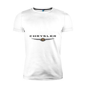 Мужская футболка премиум с принтом Chrysler logo в Петрозаводске, 92% хлопок, 8% лайкра | приталенный силуэт, круглый вырез ворота, длина до линии бедра, короткий рукав | chrysler | автомобиль chrysler | автомобиль краислер | краислер | логотип chrysler | логотип краислер