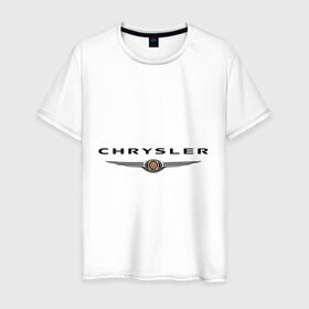 Мужская футболка хлопок с принтом Chrysler logo в Петрозаводске, 100% хлопок | прямой крой, круглый вырез горловины, длина до линии бедер, слегка спущенное плечо. | Тематика изображения на принте: chrysler | автомобиль chrysler | автомобиль краислер | краислер | логотип chrysler | логотип краислер