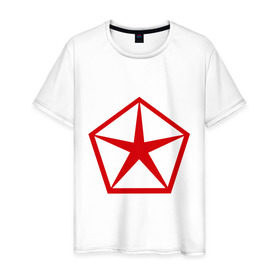 Мужская футболка хлопок с принтом logo chrysler в Петрозаводске, 100% хлопок | прямой крой, круглый вырез горловины, длина до линии бедер, слегка спущенное плечо. | 