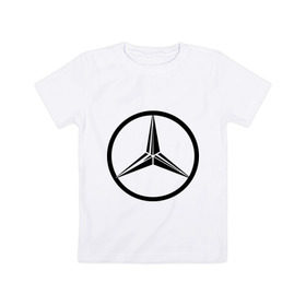 Детская футболка хлопок с принтом Mercedes-Benz logo в Петрозаводске, 100% хлопок | круглый вырез горловины, полуприлегающий силуэт, длина до линии бедер | mercedes | mercedes benz | логотип mercedes | логотип mercedes benz | логотип мерседерс бенс | мерен | мерседерс | мерседерс бенс