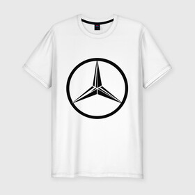 Мужская футболка премиум с принтом Mercedes-Benz logo в Петрозаводске, 92% хлопок, 8% лайкра | приталенный силуэт, круглый вырез ворота, длина до линии бедра, короткий рукав | mercedes | mercedes benz | логотип mercedes | логотип mercedes benz | логотип мерседерс бенс | мерен | мерседерс | мерседерс бенс