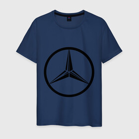 Мужская футболка хлопок с принтом Mercedes-Benz logo в Петрозаводске, 100% хлопок | прямой крой, круглый вырез горловины, длина до линии бедер, слегка спущенное плечо. | Тематика изображения на принте: mercedes | mercedes benz | логотип mercedes | логотип mercedes benz | логотип мерседерс бенс | мерен | мерседерс | мерседерс бенс