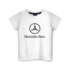 Детская футболка хлопок с принтом Logo Mercedes-Benz в Петрозаводске, 100% хлопок | круглый вырез горловины, полуприлегающий силуэт, длина до линии бедер | mercedes | mercedes benz | логотип mercedes | логотип mercedes benz | логотип мерседерс бенс | мерен | мерседерс | мерседерс бенс