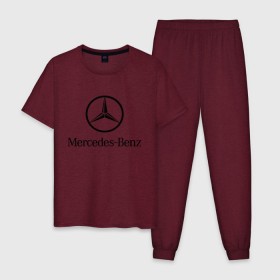 Мужская пижама хлопок с принтом Logo Mercedes-Benz в Петрозаводске, 100% хлопок | брюки и футболка прямого кроя, без карманов, на брюках мягкая резинка на поясе и по низу штанин
 | mercedes | mercedes benz | логотип mercedes | логотип mercedes benz | логотип мерседерс бенс | мерен | мерседерс | мерседерс бенс