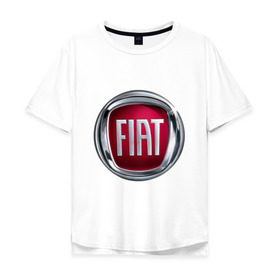 Мужская футболка хлопок Oversize с принтом FIAT logo в Петрозаводске, 100% хлопок | свободный крой, круглый ворот, “спинка” длиннее передней части | Тематика изображения на принте: fiat | автомобиль фиат | логотип fiat | логотип фиат | фиат