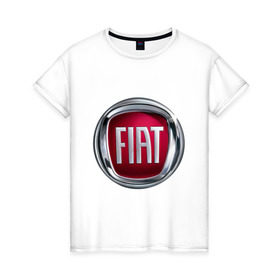 Женская футболка хлопок с принтом FIAT logo в Петрозаводске, 100% хлопок | прямой крой, круглый вырез горловины, длина до линии бедер, слегка спущенное плечо | fiat | автомобиль фиат | логотип fiat | логотип фиат | фиат