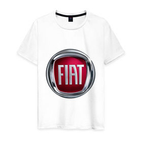 Мужская футболка хлопок с принтом FIAT logo в Петрозаводске, 100% хлопок | прямой крой, круглый вырез горловины, длина до линии бедер, слегка спущенное плечо. | fiat | автомобиль фиат | логотип fiat | логотип фиат | фиат