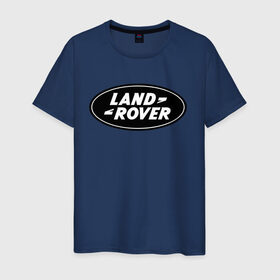 Мужская футболка хлопок с принтом Land Rover logo в Петрозаводске, 100% хлопок | прямой крой, круглый вырез горловины, длина до линии бедер, слегка спущенное плечо. | land rove | автомобиль land rove | автомобиль ланд ровер | ланд ровер