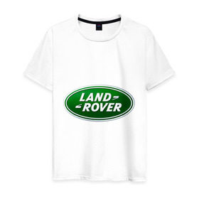Мужская футболка хлопок с принтом Logo Land Rover в Петрозаводске, 100% хлопок | прямой крой, круглый вырез горловины, длина до линии бедер, слегка спущенное плечо. | land rove | автомобиль land rove | автомобиль ланд ровер | ланд ровер