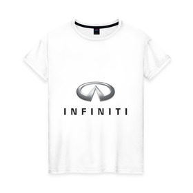 Женская футболка хлопок с принтом Logo Infiniti в Петрозаводске, 100% хлопок | прямой крой, круглый вырез горловины, длина до линии бедер, слегка спущенное плечо | infiniti автомобиль | автомобиль инфинити | инфинити | логотип infiniti | логотип инфинити