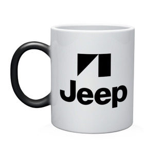 Кружка хамелеон с принтом Jeep logo в Петрозаводске, керамика | меняет цвет при нагревании, емкость 330 мл | Тематика изображения на принте: jeep | автомобиль jeep | автомобиль джип | джип | логотип jeep | логотип джип