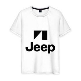 Мужская футболка хлопок с принтом Jeep logo в Петрозаводске, 100% хлопок | прямой крой, круглый вырез горловины, длина до линии бедер, слегка спущенное плечо. | jeep | автомобиль jeep | автомобиль джип | джип | логотип jeep | логотип джип