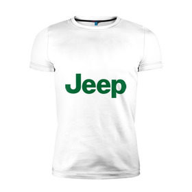 Мужская футболка премиум с принтом Logo Jeep в Петрозаводске, 92% хлопок, 8% лайкра | приталенный силуэт, круглый вырез ворота, длина до линии бедра, короткий рукав | Тематика изображения на принте: jeep | автомобиль jeep | автомобиль джип | джип | логотип jeep | логотип джип
