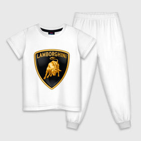 Детская пижама хлопок с принтом Lamborghini logo в Петрозаводске, 100% хлопок |  брюки и футболка прямого кроя, без карманов, на брюках мягкая резинка на поясе и по низу штанин
 | lamborghini | автомобиль lamborghini | ламборджини | ламборджини автомобиль | логотип lamborghini | логотип ламборджини