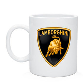 Кружка с принтом Lamborghini logo в Петрозаводске, керамика | объем — 330 мл, диаметр — 80 мм. Принт наносится на бока кружки, можно сделать два разных изображения | Тематика изображения на принте: lamborghini | автомобиль lamborghini | ламборджини | ламборджини автомобиль | логотип lamborghini | логотип ламборджини