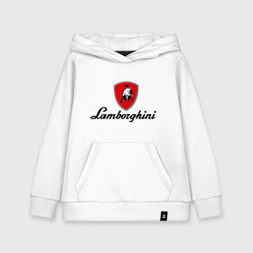 Детская толстовка хлопок с принтом Logo lamborghini в Петрозаводске, 100% хлопок | Круглый горловой вырез, эластичные манжеты, пояс, капюшен | Тематика изображения на принте: lamborghini | автомобиль lamborghini | ламборджини | ламборджини автомобиль | логотип lamborghini | логотип ламборджини