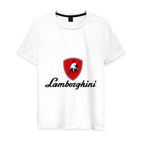 Мужская футболка хлопок с принтом Logo lamborghini в Петрозаводске, 100% хлопок | прямой крой, круглый вырез горловины, длина до линии бедер, слегка спущенное плечо. | Тематика изображения на принте: lamborghini | автомобиль lamborghini | ламборджини | ламборджини автомобиль | логотип lamborghini | логотип ламборджини