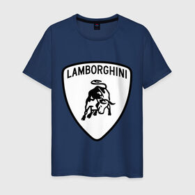 Мужская футболка хлопок с принтом Lamborghini лого в Петрозаводске, 100% хлопок | прямой крой, круглый вырез горловины, длина до линии бедер, слегка спущенное плечо. | lamborghini | автомобиль lamborghini | ламборджини | ламборджини автомобиль | логотип lamborghini | логотип ламборджини