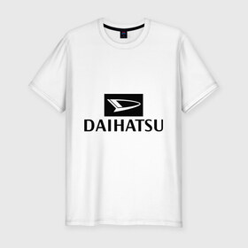 Мужская футболка премиум с принтом Daihatsu в Петрозаводске, 92% хлопок, 8% лайкра | приталенный силуэт, круглый вырез ворота, длина до линии бедра, короткий рукав | daihatsu | автомобиль daihatsu | логотип daihatsu