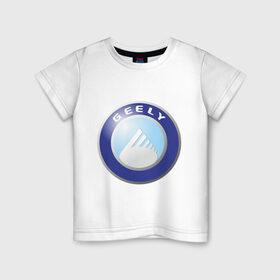 Детская футболка хлопок с принтом Geely logo в Петрозаводске, 100% хлопок | круглый вырез горловины, полуприлегающий силуэт, длина до линии бедер | geely | автомобиль geely | автомобиль джили | джили | логотип geely | логотип джили