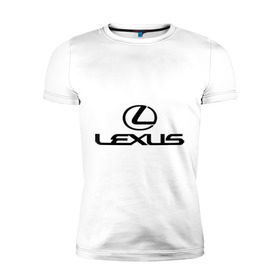 Мужская футболка премиум с принтом Lexus logo в Петрозаводске, 92% хлопок, 8% лайкра | приталенный силуэт, круглый вырез ворота, длина до линии бедра, короткий рукав | Тематика изображения на принте: lexus | автобренды | автолюбителям | бренд | лексус | логотип