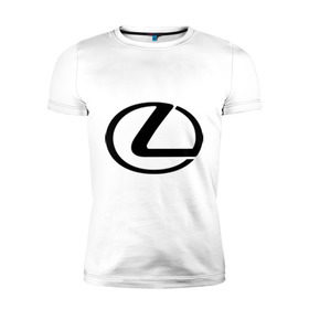 Мужская футболка премиум с принтом Logo lexus в Петрозаводске, 92% хлопок, 8% лайкра | приталенный силуэт, круглый вырез ворота, длина до линии бедра, короткий рукав | Тематика изображения на принте: lexus | автобренды | автолюбителям | бренд | лексус | логотип