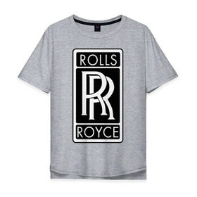 Мужская футболка хлопок Oversize с принтом Rolls-Royce в Петрозаводске, 100% хлопок | свободный крой, круглый ворот, “спинка” длиннее передней части | Тематика изображения на принте: rolls royce | rr | автобренды | автолюбителям | бренд | логотип | ролл ройс | ролс ройс