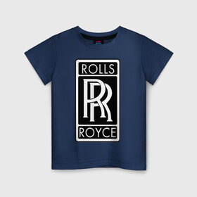 Детская футболка хлопок с принтом Rolls-Royce в Петрозаводске, 100% хлопок | круглый вырез горловины, полуприлегающий силуэт, длина до линии бедер | rolls royce | rr | автобренды | автолюбителям | бренд | логотип | ролл ройс | ролс ройс