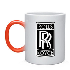 Кружка хамелеон с принтом Rolls-Royce в Петрозаводске, керамика | меняет цвет при нагревании, емкость 330 мл | rolls royce | rr | автобренды | автолюбителям | бренд | логотип | ролл ройс | ролс ройс