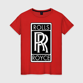 Женская футболка хлопок с принтом Rolls-Royce в Петрозаводске, 100% хлопок | прямой крой, круглый вырез горловины, длина до линии бедер, слегка спущенное плечо | rolls royce | rr | автобренды | автолюбителям | бренд | логотип | ролл ройс | ролс ройс