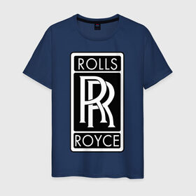 Мужская футболка хлопок с принтом Rolls-Royce в Петрозаводске, 100% хлопок | прямой крой, круглый вырез горловины, длина до линии бедер, слегка спущенное плечо. | rolls royce | rr | автобренды | автолюбителям | бренд | логотип | ролл ройс | ролс ройс