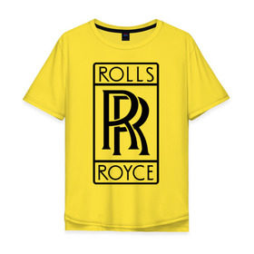 Мужская футболка хлопок Oversize с принтом Rolls-Royce logo в Петрозаводске, 100% хлопок | свободный крой, круглый ворот, “спинка” длиннее передней части | Тематика изображения на принте: rolls royce | rr | автобренды | автолюбителям | бренд | логотип | ролл ройс | ролс ройс