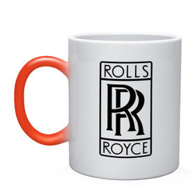 Кружка хамелеон с принтом Rolls-Royce logo в Петрозаводске, керамика | меняет цвет при нагревании, емкость 330 мл | rolls royce | rr | автобренды | автолюбителям | бренд | логотип | ролл ройс | ролс ройс