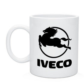 Кружка с принтом Iveco в Петрозаводске, керамика | объем — 330 мл, диаметр — 80 мм. Принт наносится на бока кружки, можно сделать два разных изображения | iveco | автобренды | автолюбителям | бренд | ивеко | логотип