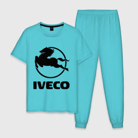 Мужская пижама хлопок с принтом Iveco в Петрозаводске, 100% хлопок | брюки и футболка прямого кроя, без карманов, на брюках мягкая резинка на поясе и по низу штанин
 | iveco | автобренды | автолюбителям | бренд | ивеко | логотип