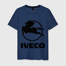 Мужская футболка хлопок с принтом Iveco в Петрозаводске, 100% хлопок | прямой крой, круглый вырез горловины, длина до линии бедер, слегка спущенное плечо. | iveco | автобренды | автолюбителям | бренд | ивеко | логотип