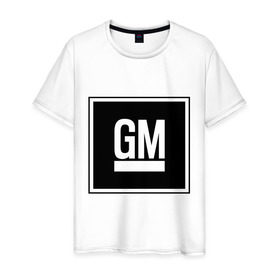 Мужская футболка хлопок с принтом GM в Петрозаводске, 100% хлопок | прямой крой, круглый вырез горловины, длина до линии бедер, слегка спущенное плечо. | gmc | дженерал моторс | логотип | машина